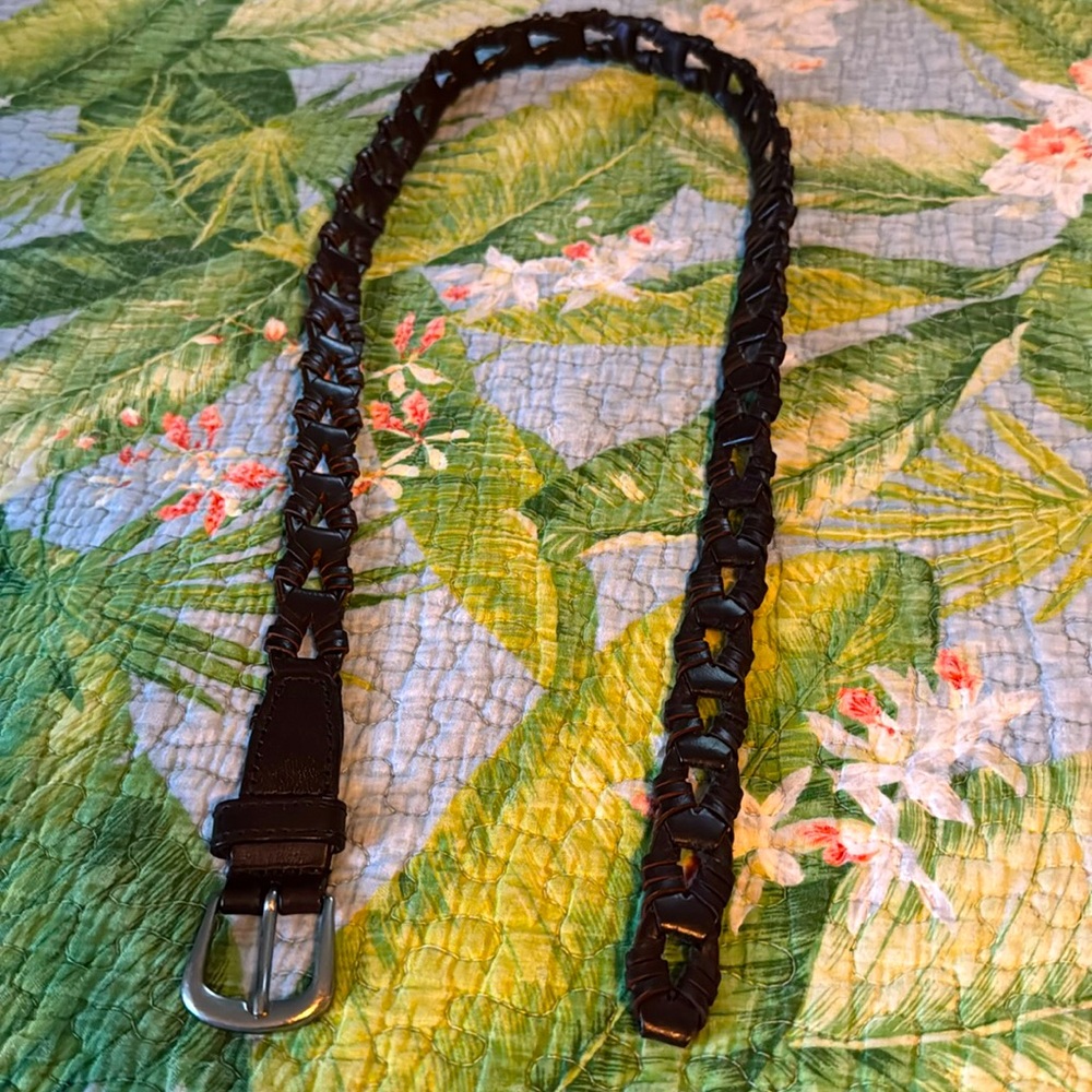 Genuine leather woven wrapped belt M/L Capezio, made in India, brass buckle
